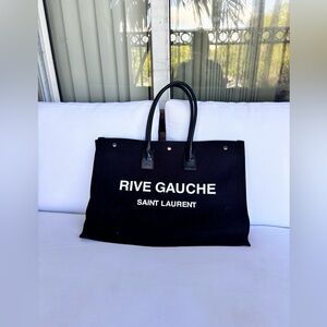 Saint Laurent
Rive Gauche Tote Bag in Canvas- black